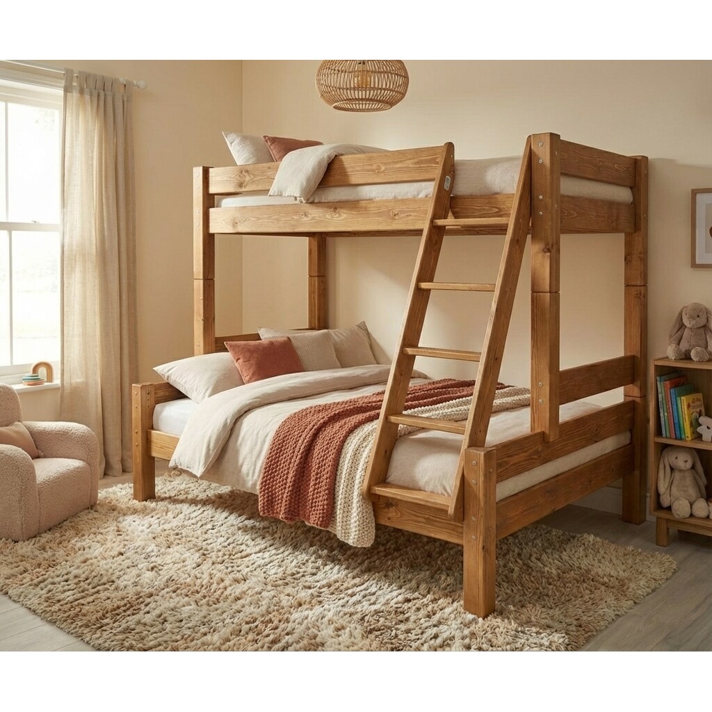 Kombi Etagenbett für 2-3 Kinder mit Absturzsicherung Bild 3