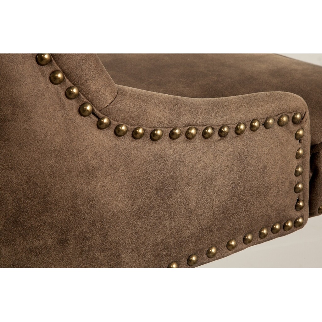 Bürostuhl VICTORIAN Mikrofaser braun im Chesterfield Stil Bild 3
