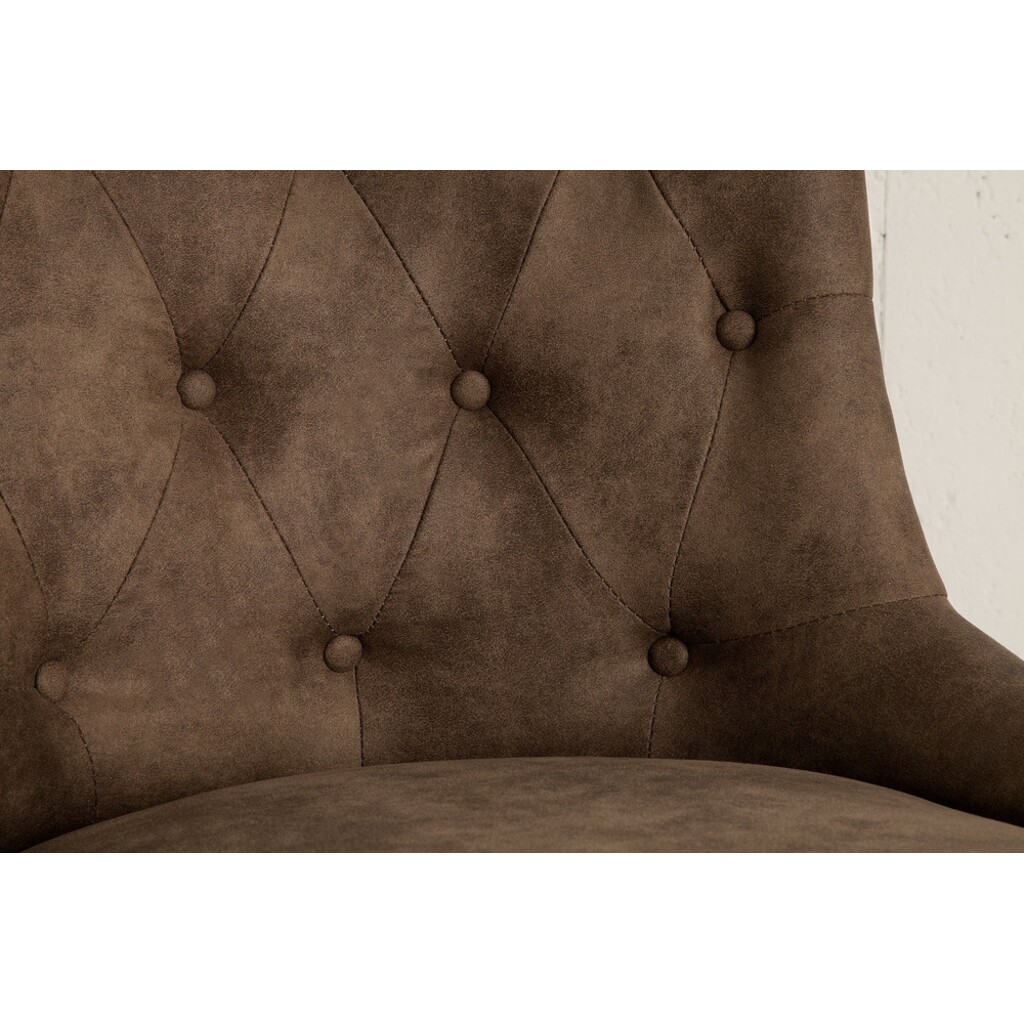 Bürostuhl VICTORIAN Mikrofaser braun im Chesterfield Stil Bild 2