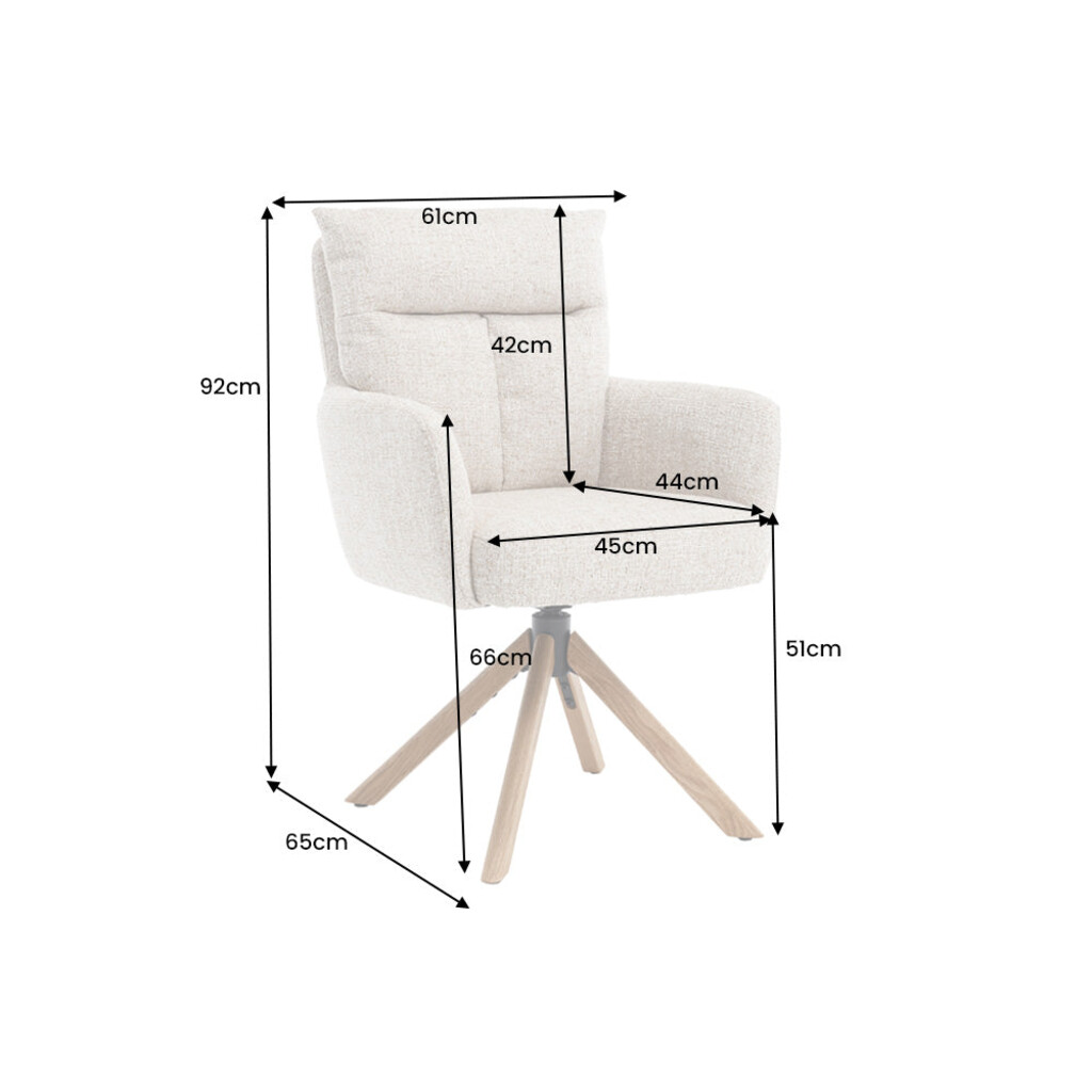 Drehsessel BIG GEORGE 360° mit automatischer Rückstellung, Eichenholzgestell Bild 6