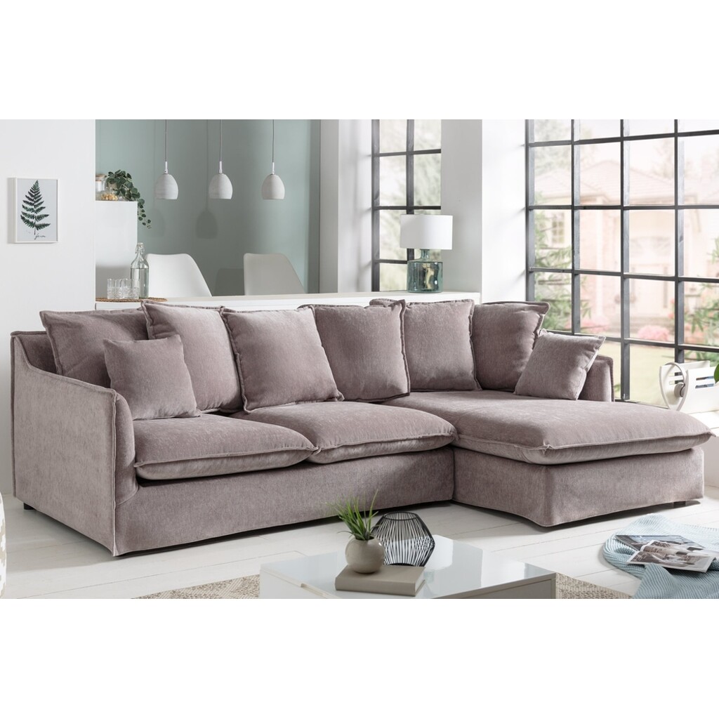 Ecksofa HEAVEN 255cm Federkern abnehmbarer Bezug Samt taupe Preview Image