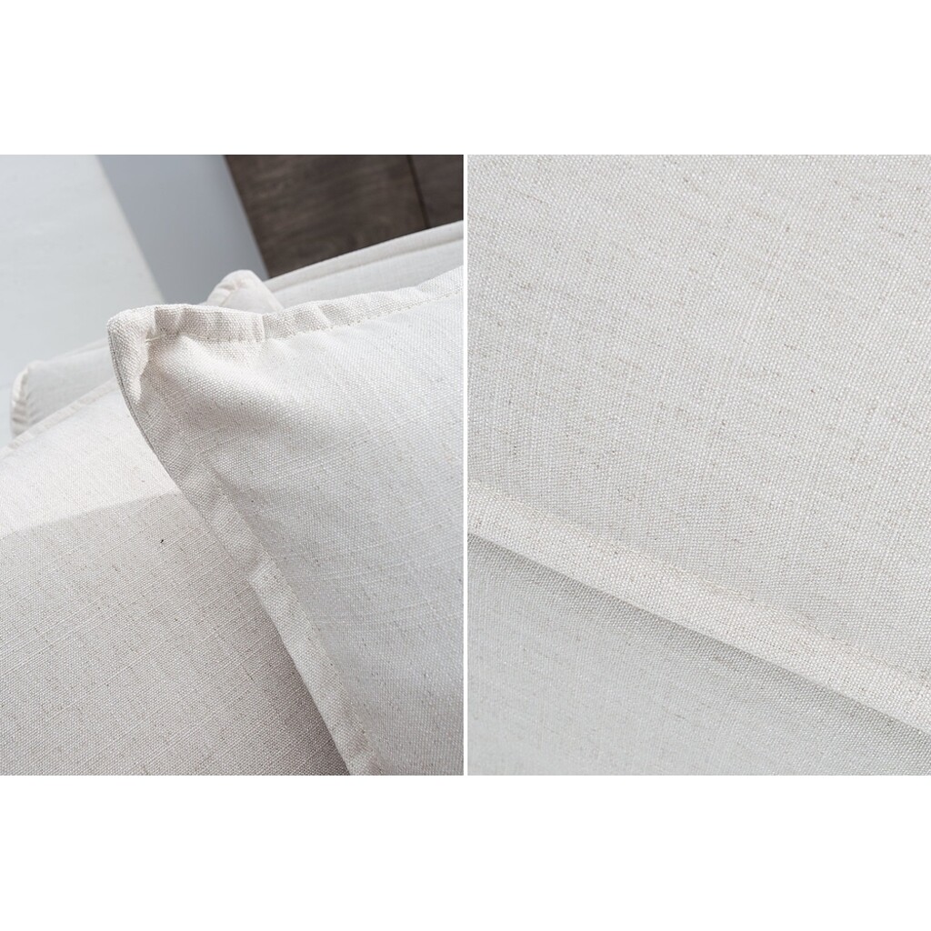 Ecksofa HEAVEN 255cm Federkern abnehmbarer Bezug Strukturstoff Leinen natur Bild 4