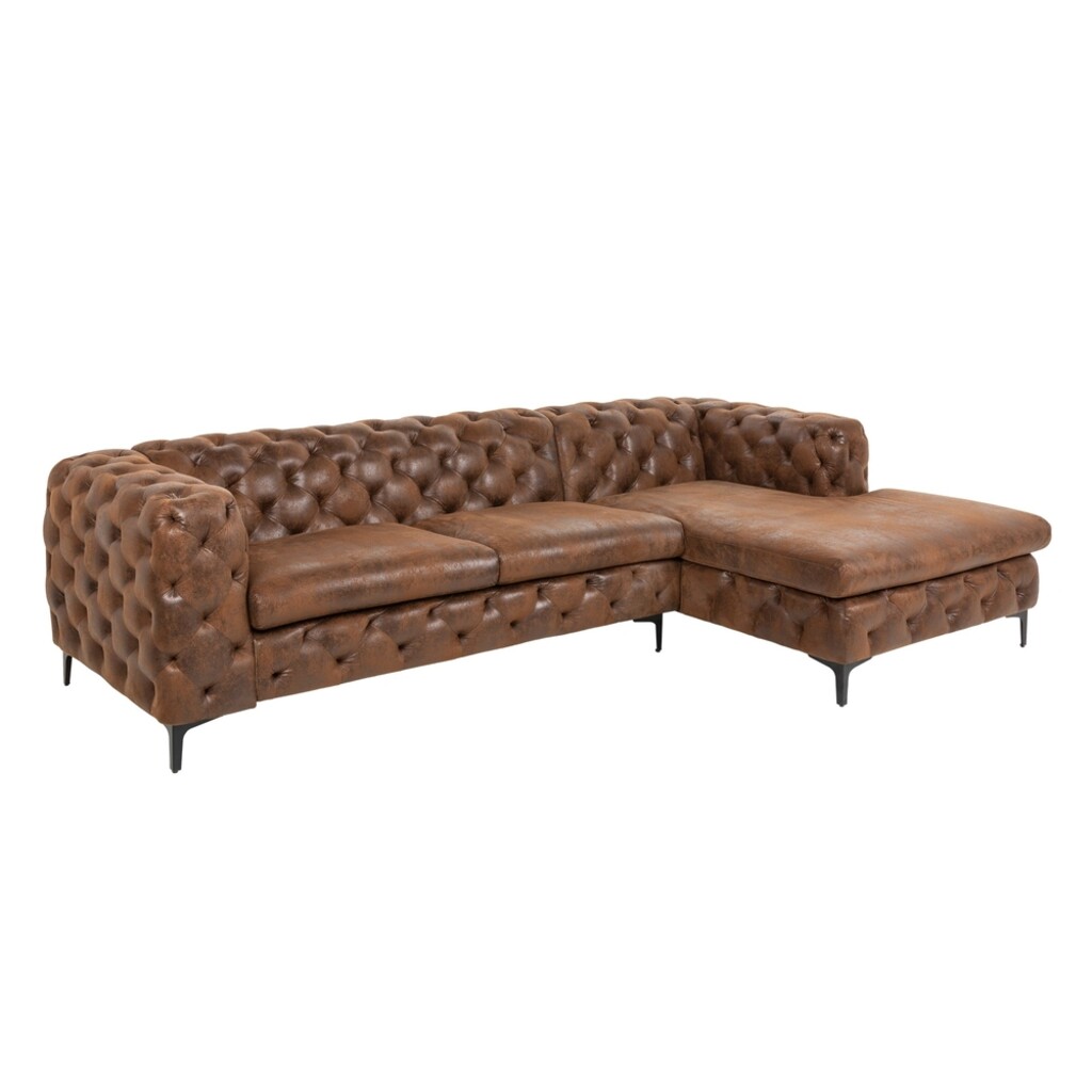 Ecksofa MODERN BAROCK Microfaser antikbraun im Chesterfield Stil Preview Image