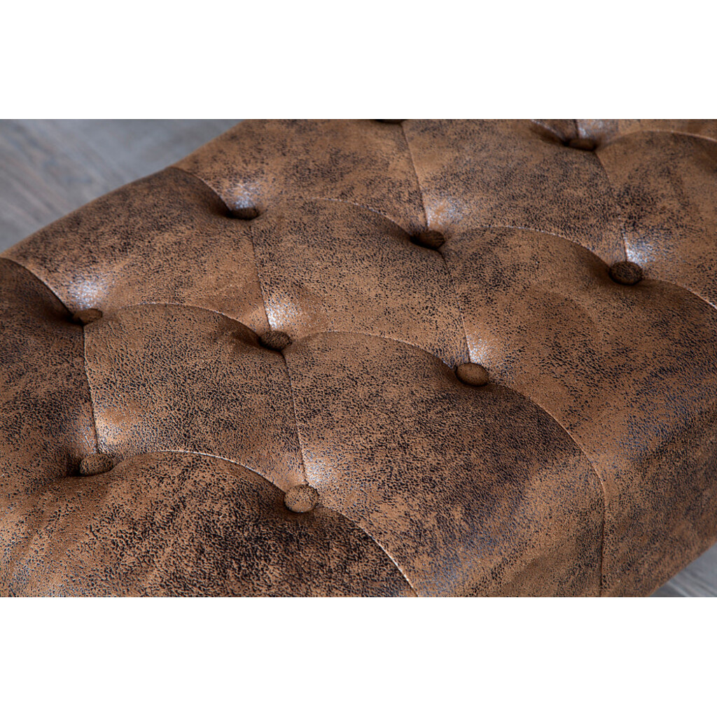 Fußhocker CHESTERFIELD Antik-Look Microfaser braun Bild 4