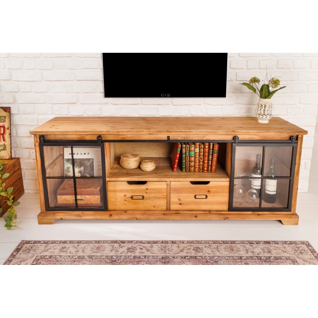 Lowboard Heritage Schiebeglastüren Kiefernholz Preview Image