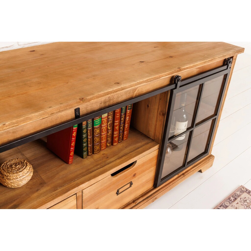 Lowboard Heritage Schiebeglastüren Kiefernholz Bild 7