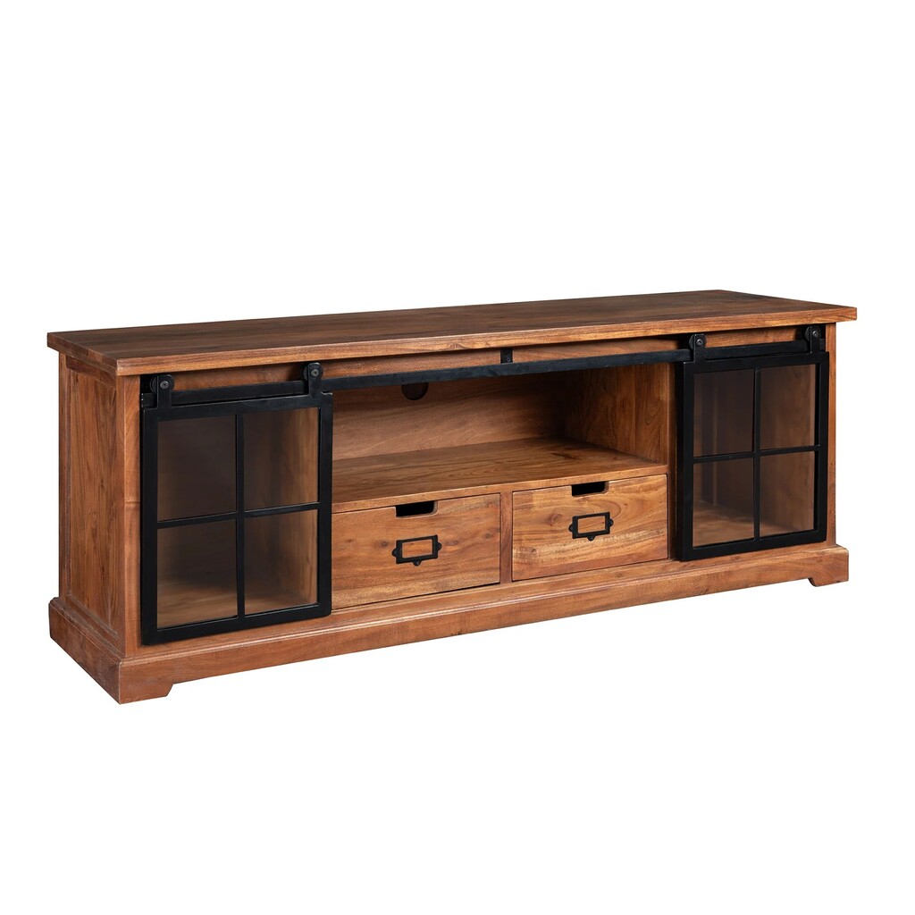 Lowboard Vitrine Heritage Metall Schiebetüren Akazienholz Preview Image