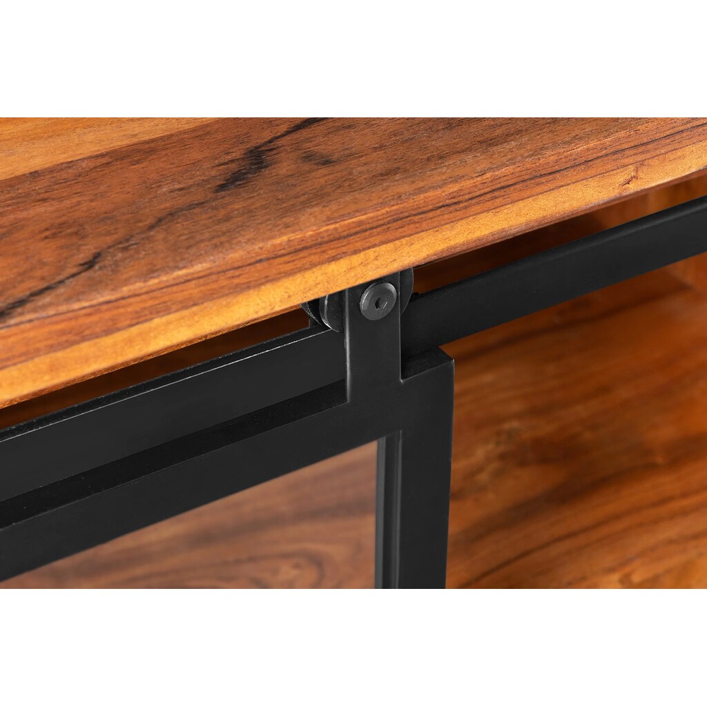 Lowboard Vitrine Heritage Metall Schiebetüren Akazienholz Bild 3