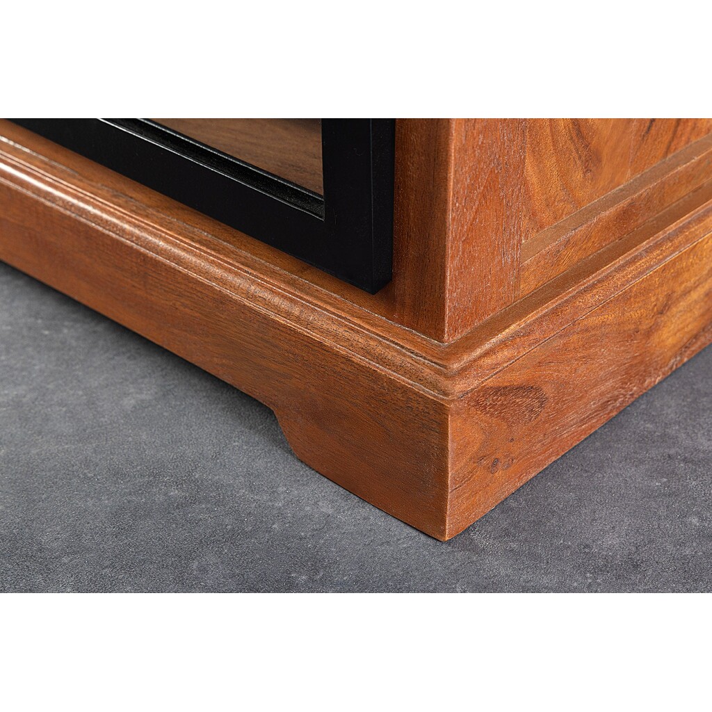 Lowboard Vitrine Heritage Metall Schiebetüren Akazienholz Bild 8