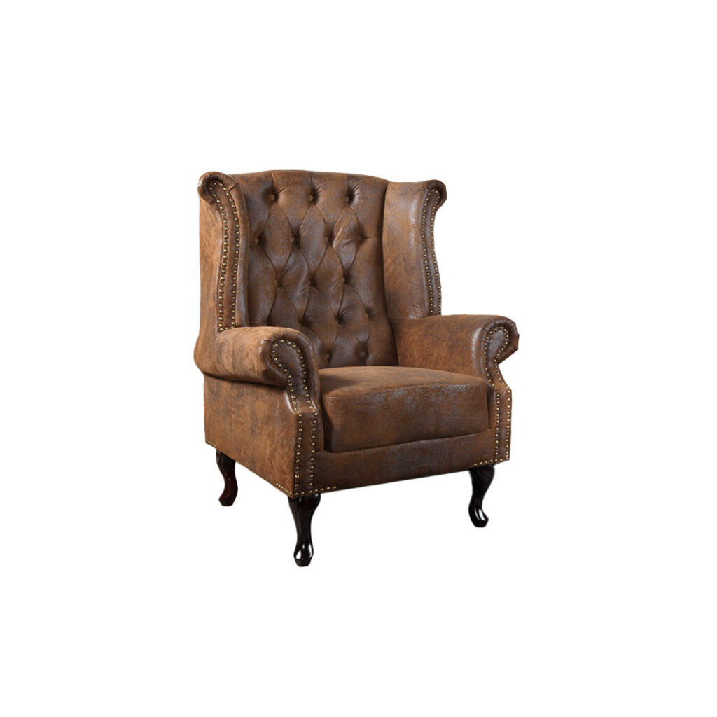 Ohrensessel CHESTERFIELD Antik-Look braun Preview Image