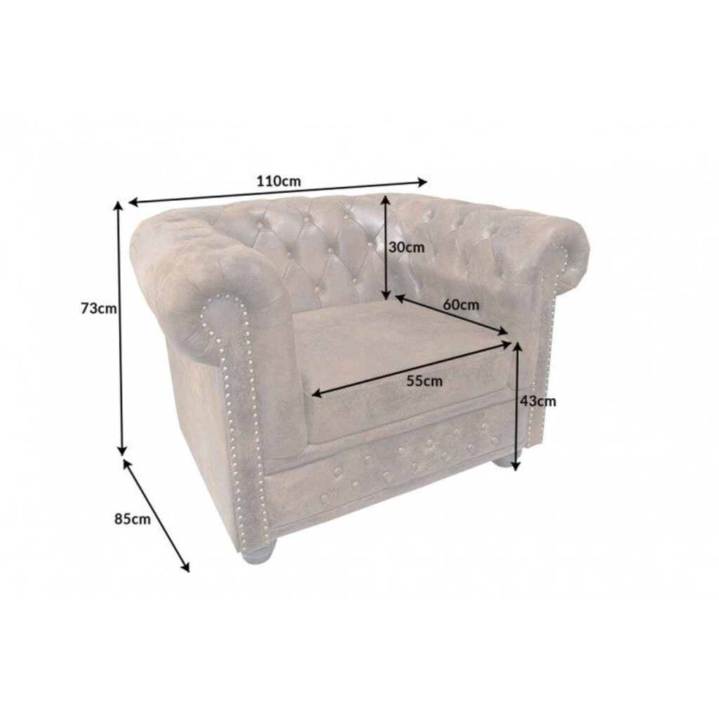 Invicta CHESTERFIELD Sessel Antik-Look Braun - Skandinavischer Charme Bild 6