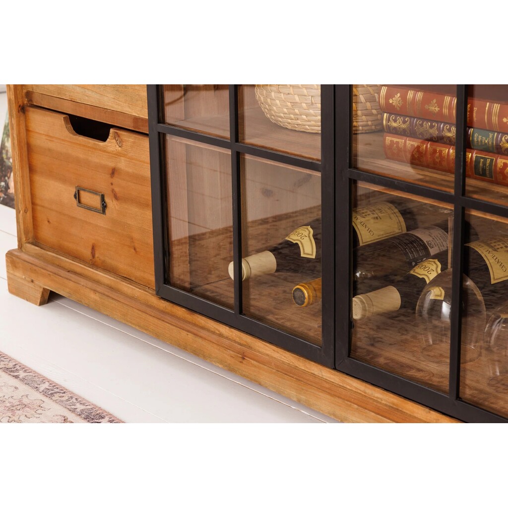 Sideboard Heritage Schiebeglastüren Kiefernholz Bild 5