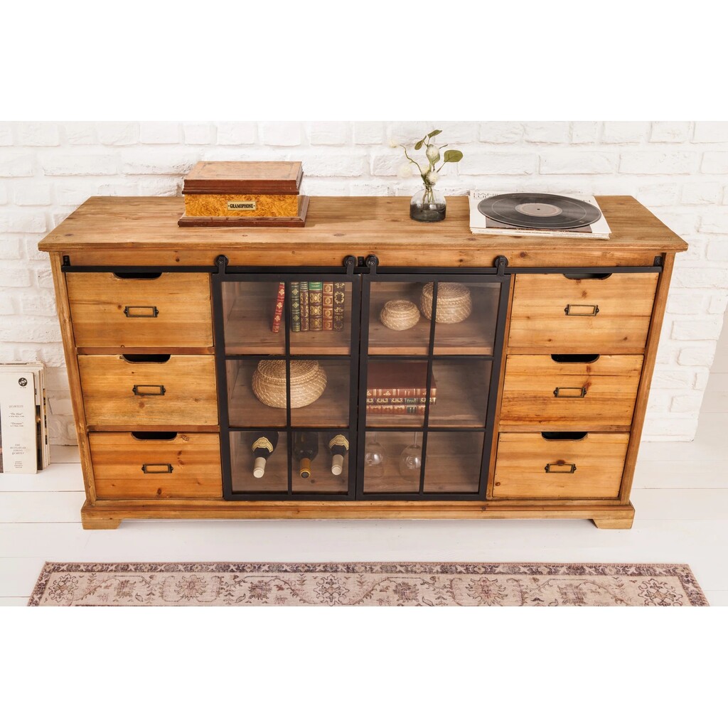 Sideboard Heritage Schiebeglastüren Kiefernholz Preview Image