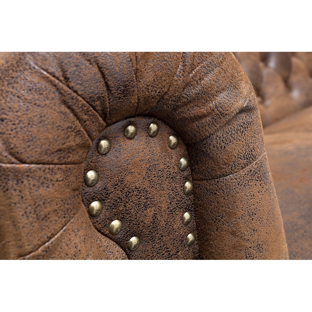 Sofa CHESTERFIELD 2-Sitzer Antikoptik braun Bild 5