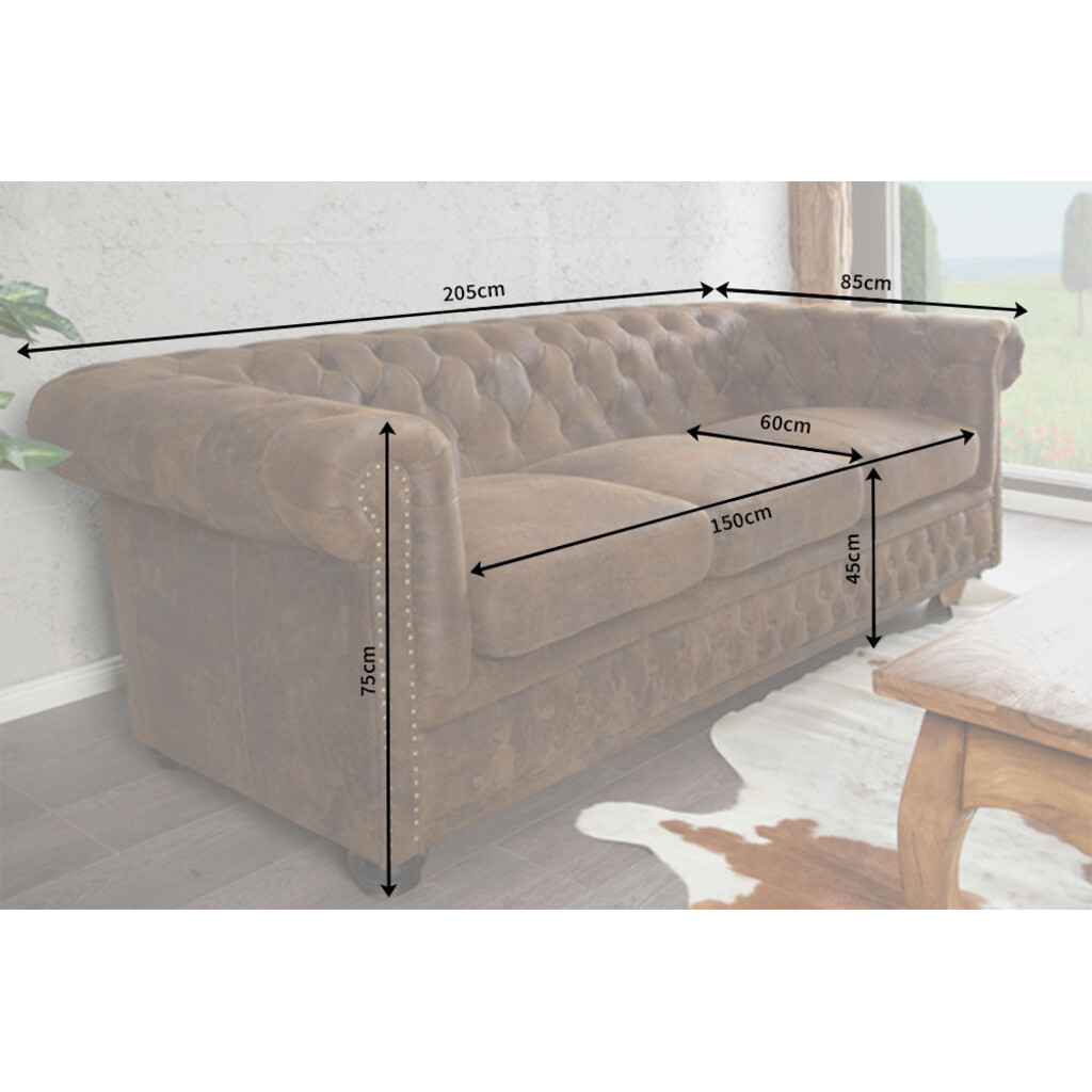 Sofa CHESTERFIELD 3-Sitzer Antikoptik braun Bild 6