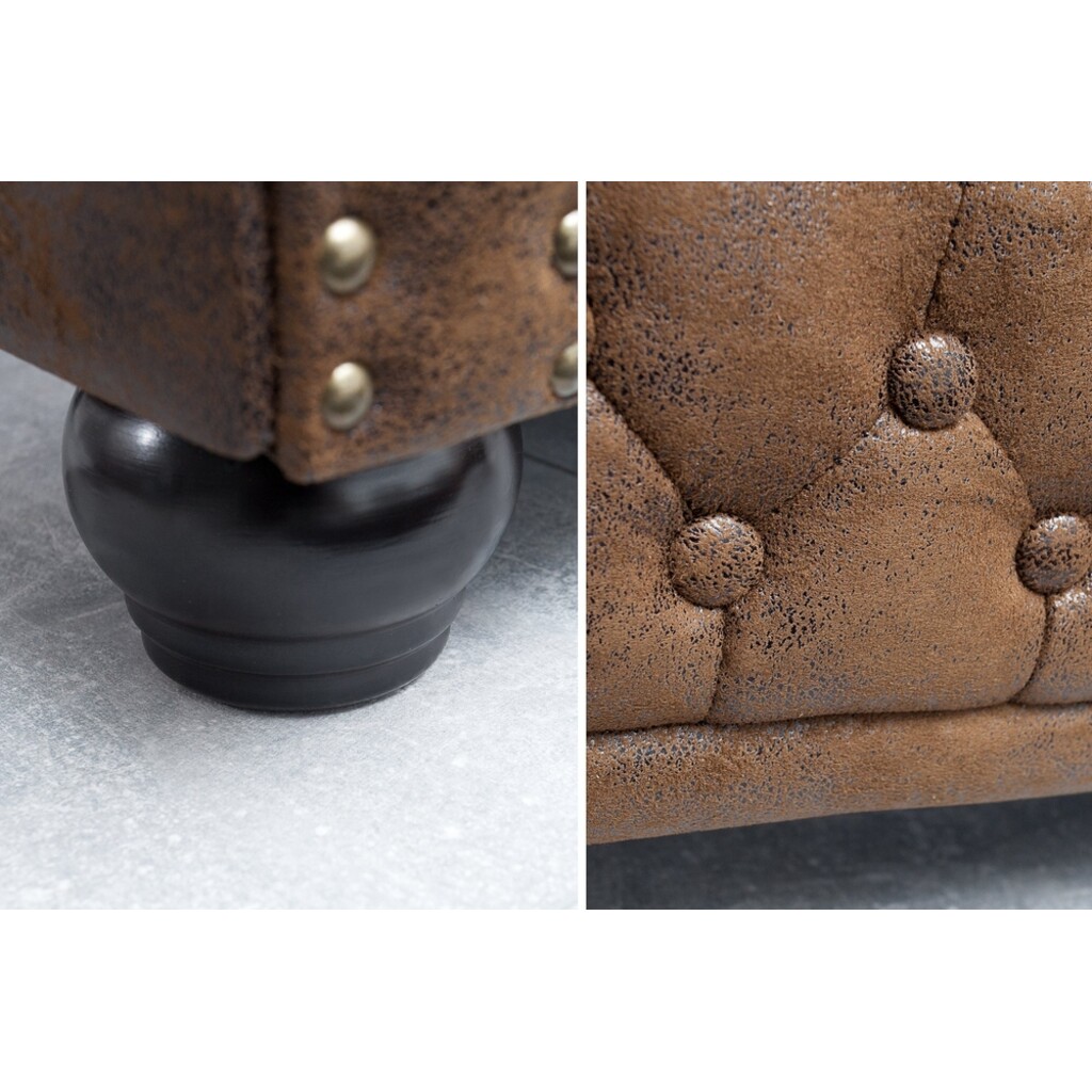 Sofa CHESTERFIELD 3-Sitzer Antikoptik braun Bild 5