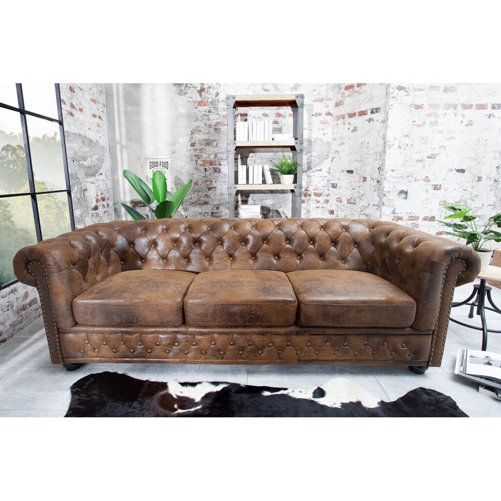 Sofa CHESTERFIELD 3-Sitzer Antikoptik braun Preview Image