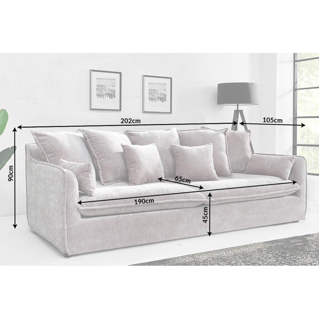HEAVEN Sofa – 200cm 3-Sitzer Samt Taupe | SKANMØBLER Bild 7