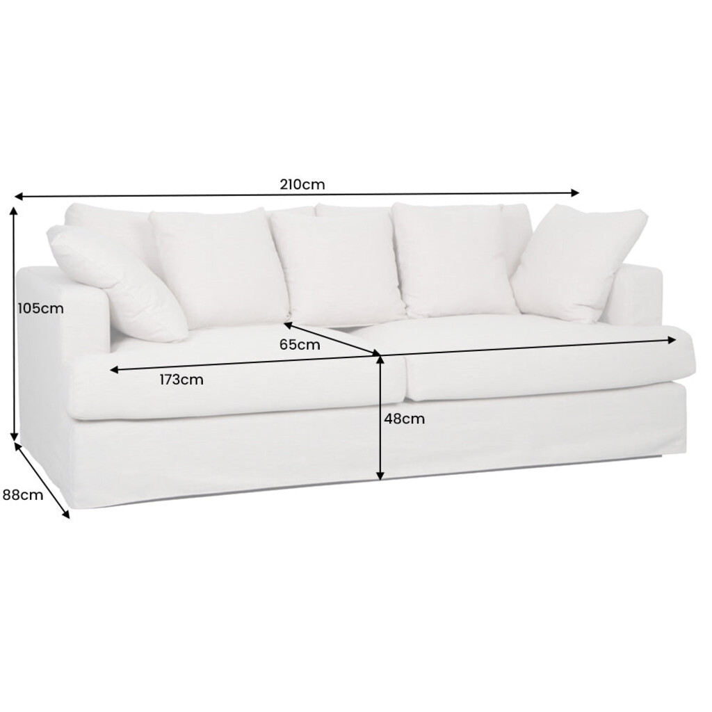 Sofa HEAVEN 210cm 3-Sitzer Federkern abnehmbarer Bezug Leinen natur Bild 11