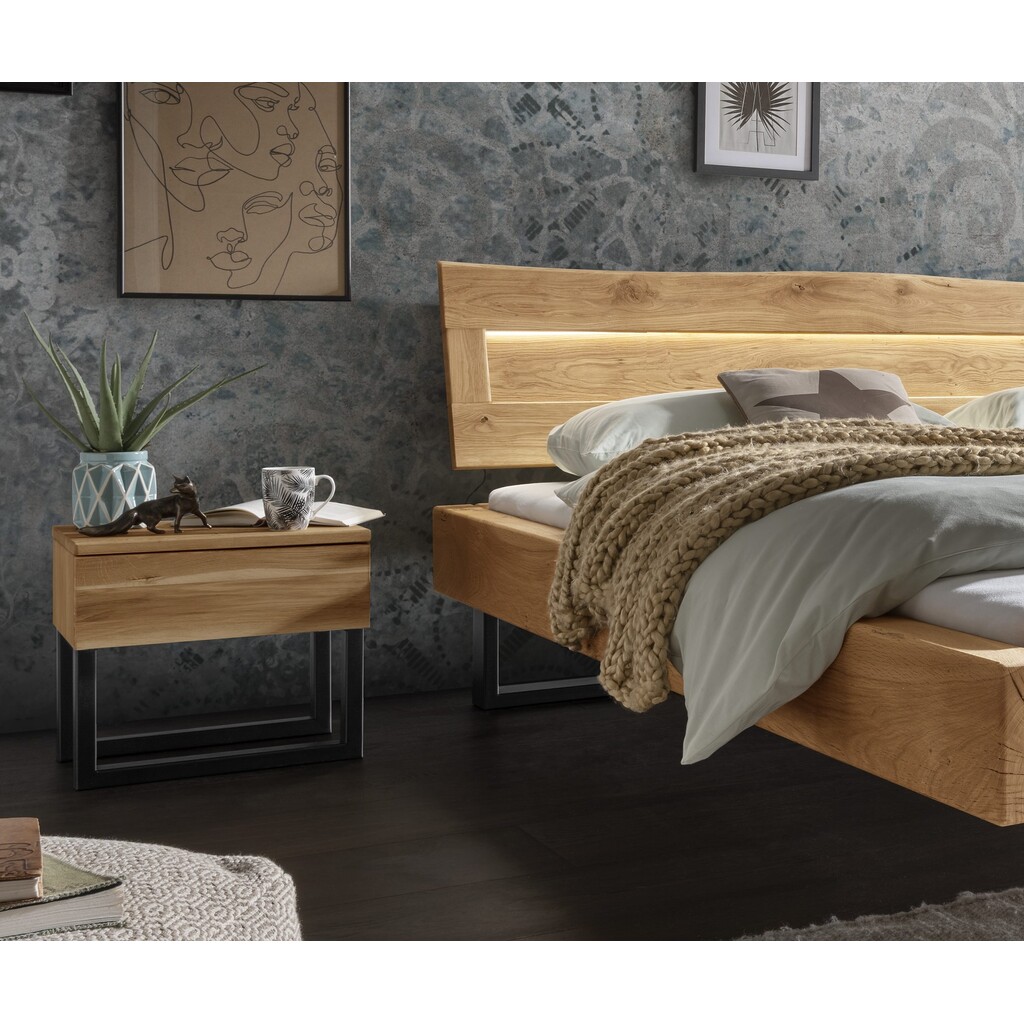 Nachtkommode Wildeiche Massivholz mit Metallkufen – Skandinavisches Design Preview Image