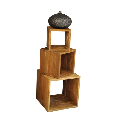 Teakholz Regal 3er Set Unikat Bild 1
