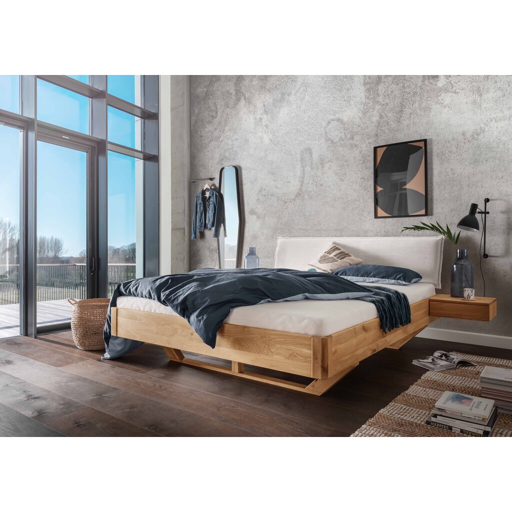 Faaborg 11 Massivholzbett mit Cord-Kopfteil & Holzkufe | TPT Bild 3