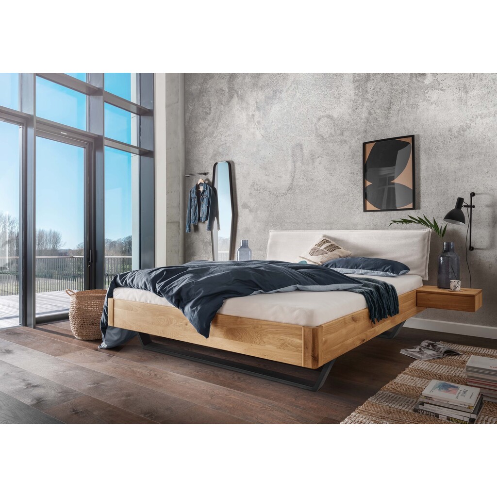 Faaborg Massivholzbett 12 Wildeiche mit Cord-Kopfteil & Metallkufen | SKANMØBLER Bild 3