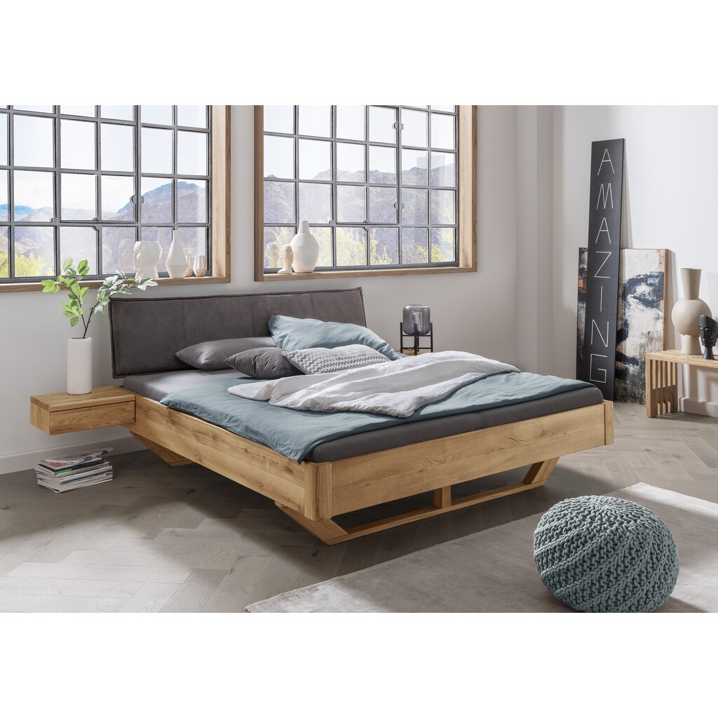 Faaborg Massivholzbett 5 – Wildeiche mit Stoffkopfteil Bild 3