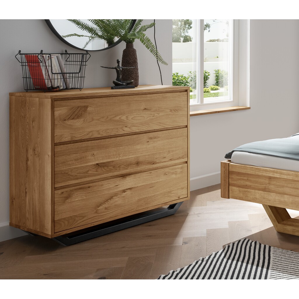 Faaborg Schlafzimmer Kommode mit Metallkufe, 3 Schubladen mit Griffleisten Preview Image