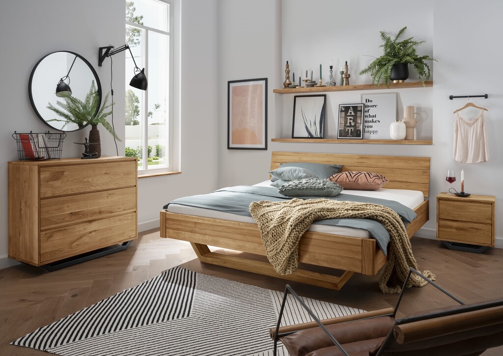 Faaborg Schlafzimmer Kommode mit Metallkufe, 3 Schubladen mit Griffleisten Preview Image