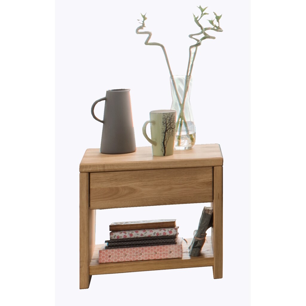 Freistehende Nachtkommode mit Schublade, Wildeiche