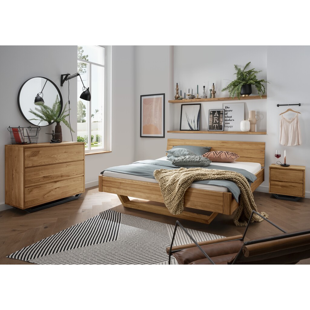 Massivholzbett Faaborg I aus Eiche - Holzkufe und Holzkopfteil Bild 4