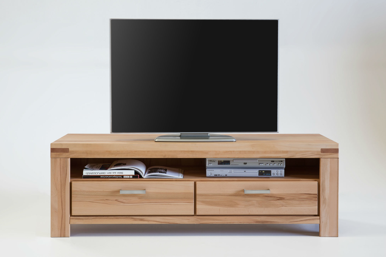 TV Schrank Massivholz Kari 155cm mit Schubladen Bild 1