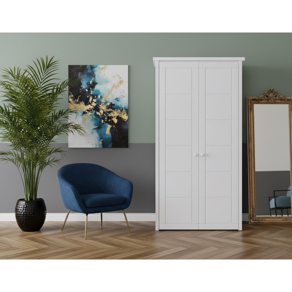 Kleiderschrank Vita mit Kassettenfront 2-türig, Kiefer Massiv Preview Image