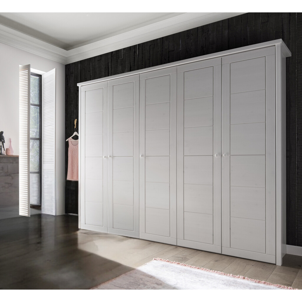 Kleiderschrank Vita mit Kassettenfront 5-türig, Kiefer Massiv Preview Image
