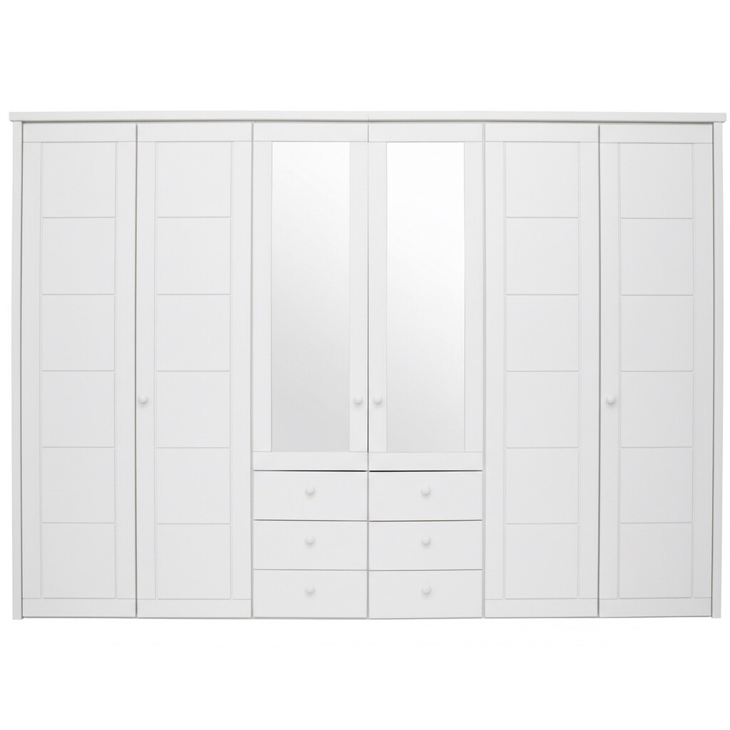 Kleiderschrank Vita mit Kassettenfront 6-türig, 2 Spiegeltüren und 6 Schubladen Bild 2