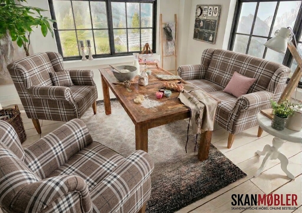 Wohnglücklich Pavolo Tischsofa Karo | Skandinavisches Küchensofa Bild 7