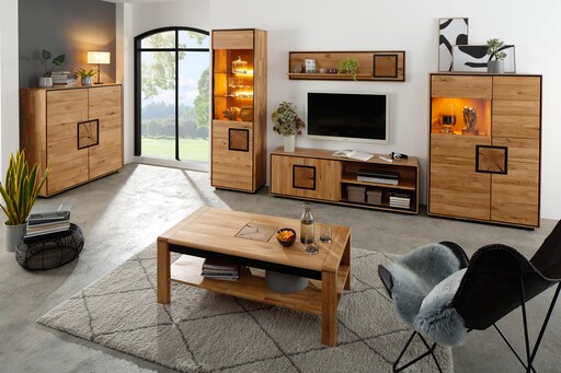 Impressionen zu G&K Couchtisch Vejers, Wildeiche Massiv, Hirnholz, Bild 1