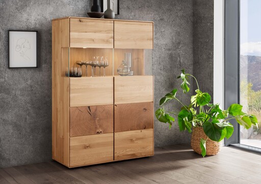 Impressionen zu G&K Highboard II Herning Wildeiche mit Hirnholz Maserung, Bild 1