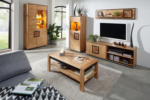 Impressionen zu G&K Highboard Vejers I, Wildeiche Massiv, Hirnholz, Bild 1