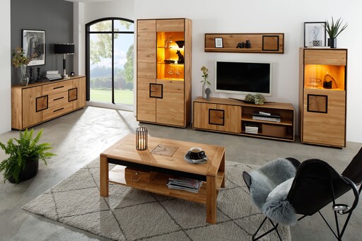 Impressionen zu G&K Highboard Vejers I, Wildeiche Massiv, Hirnholz, Bild 2