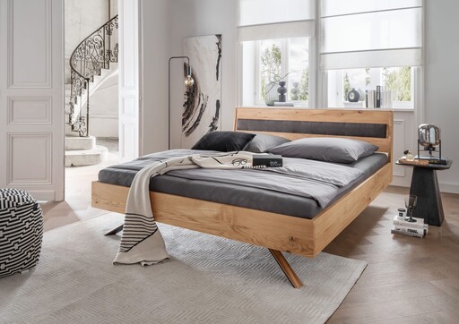 Impressionen zu G&K Massivholz Doppelbett Vejle II mit Holzkopfteil und Polster, Bild 1