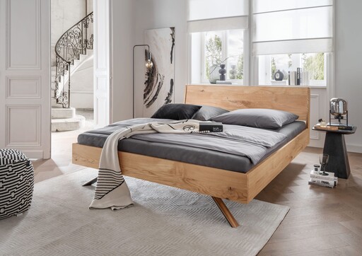 Impressionen zu G&K Massivholz Doppelbett Vejle II mit Holzkopfteil Wildeiche, Bild 1