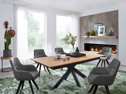 Impressionen zu G&K Massivholz Wildeiche Esstisch mit Metallgestell Kolding, Bild 1