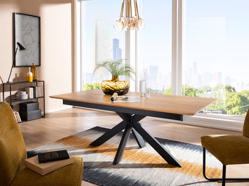 Impressionen zu G&K Massivholz Wildeiche Esstisch mit Metallgestell Kolding, Bild 2