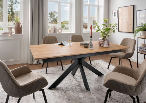 Impressionen zu G&K Massivholz Wildeiche Esstisch mit Metallgestell Kolding, Bild 3