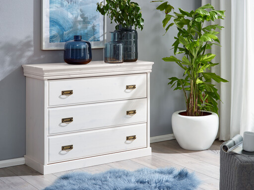 Impressionen zu G&K Schlafzimmer Kommode Kiefer massiv weiß SKANDIC, Bild 2