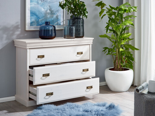 Impressionen zu G&K Schlafzimmer Kommode Kiefer massiv weiß SKANDIC, Bild 3