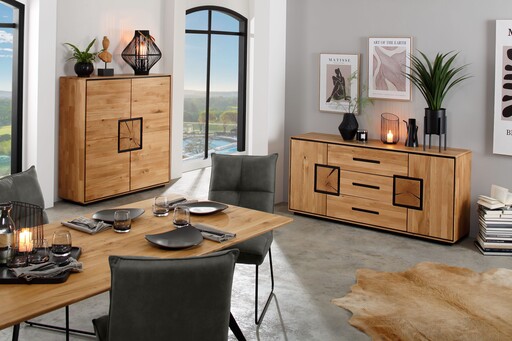 Impressionen zu G&K Sideboard Vejers II, Wildeiche Massiv, Hirnholz, Bild 1