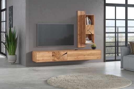 Impressionen zu G&K TV-Board II Herning Wildeiche mit Hirnholz Maserung, Bild 1